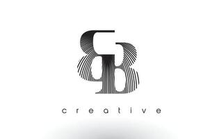 BB Logo Design With Multiple Lines and Black and White Colors. vector