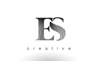 ES Logo Design With Multiple Lines and Black and White Colors. vector