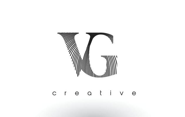 VG Logo Design With Multiple Lines and Black and White Colors.