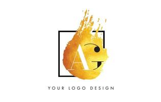 Concepto de pincel de salpicadura púrpura circular del logotipo de la letra AG. vector