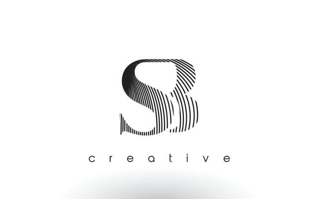 SB Logo Design With Multiple Lines and Black and White Colors.