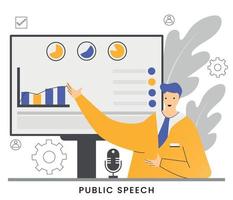 Flat vector illustration speaker concept with microphone