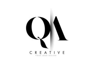 QA Q A Letter Logo with Creative Shadow Cut Design. vector