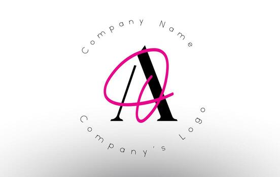 logotipo de vector de monograma minimalista de firma de letra ao. icono de ao simple con patrón de nombre circular.