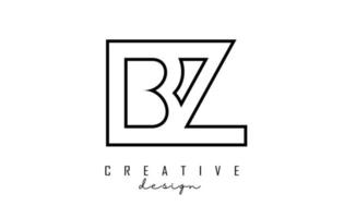 Outline BZ letters logo with a minimalist design. Geometric letter logo. vector