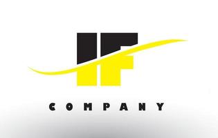 IF I F Black and Yellow Letter Logo with Swoosh. vector