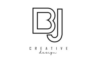 Outline BJletters logo with a minimalist design. Geometric letter logo. vector