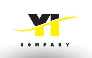 YI Y I Black and Yellow Letter Logo with Swoosh. vector