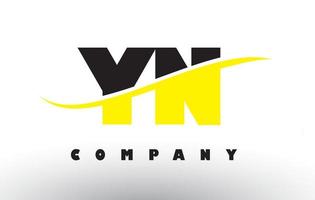 yn yn logo de letra negra y amarilla con swoosh. vector