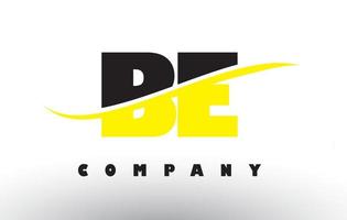 BE B E Black and Yellow Letter Logo with Swoosh. vector