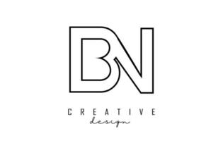 esbozar el logotipo de letras bn con un diseño minimalista. logotipo de letra geométrica. vector