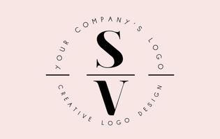 Letters SV S V Logo set as a stamp or personal signature. Simple SV Icon with Circular Name Pattern. vector