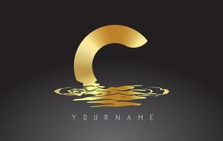 C Letter Logo Design with Water Effect Vector Illustration.