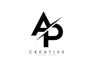 AP A P Letter Logo Design with a Creative Cut. vector