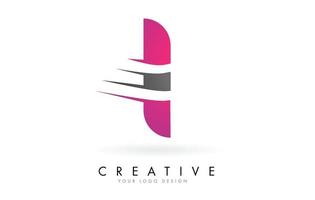 I Letter Logo with Pink and Grey Colorblock Design and Creative Cut. vector