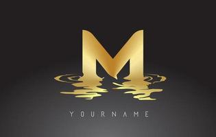 M Letter Logo Design with Water Effect Vector Illustration.