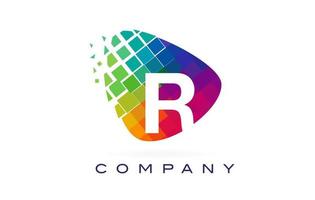 Letra r colorido diseño de logotipo de arco iris. vector