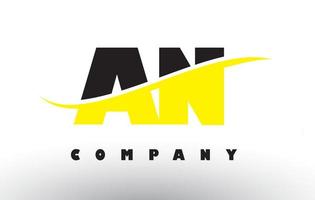 AN A N Black and Yellow Letter Logo with Swoosh. vector