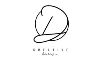 Handwriting letters D logo design with simple circle vector illustration.