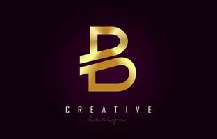 B Golden Letter Logo Monogram Vector Design. Creative B Gold Metal Letter Icon