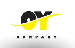 oy oy logo de letra negro y amarillo con swoosh. vector