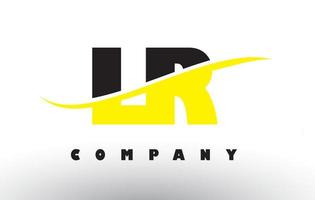 Logotipo de letra lr lr negro y amarillo con swoosh. vector