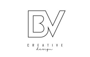 Outline BV letters logo with a minimalist design. Geometric letter logo. vector