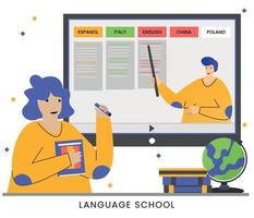 Flat vector illustration E-learning platform concept