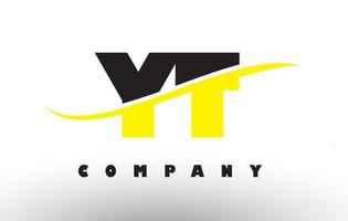 YT Y T Black and Yellow Letter Logo with Swoosh. vector