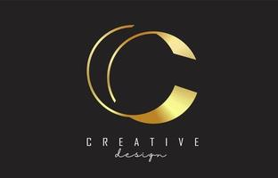 Golden luxury C Letter Logo with Monogram Design. Graphic golden C icon. vector