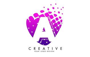 Letter AA Design with Pink and Purple Shattered Blocks Vector Illustration.