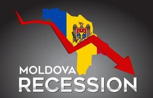 Map of Moldova Recession Economic Crisis Creative Concept with Economic Crash Arrow. vector