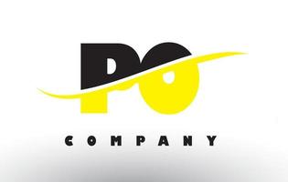 PO P O Black and Yellow Letter Logo with Swoosh. vector