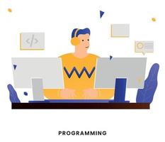 Vector flat style design programer illustration