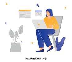 Vector flat style design programer illustration