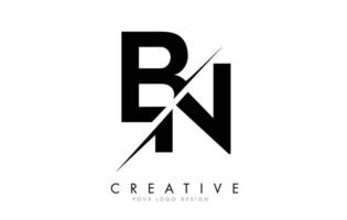 BN B N Letter Logo Design with a Creative Cut. vector