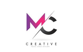 Logotipo de letra mc mc con diseño de bloque de color y corte creativo. vector