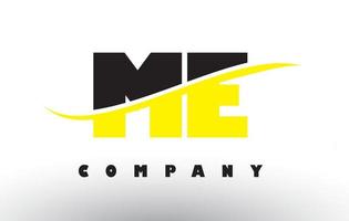 ME M E Black and Yellow Letter Logo with Swoosh. vector