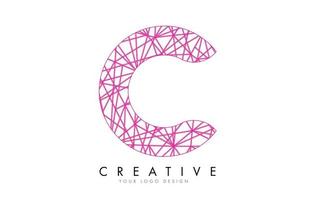 Sketched stylized Letter C with different Pink Lines Pattern Design. vector