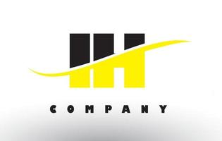 IH I H Black and Yellow Letter Logo with Swoosh. vector