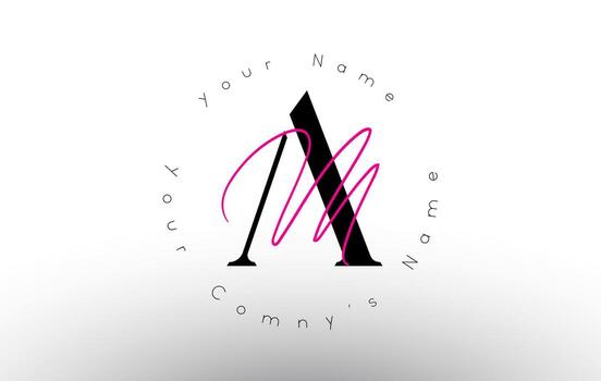 Letra am firma logotipo vectorial minimalista. icono de soy simple con patrón de nombre circular. vector