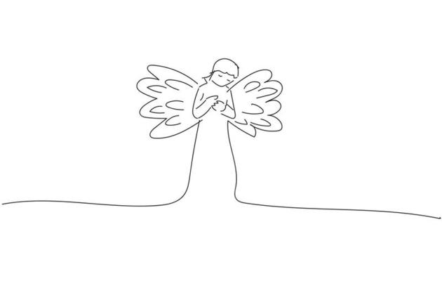 Drawing sketch of a Monochrome Angel Vector design.