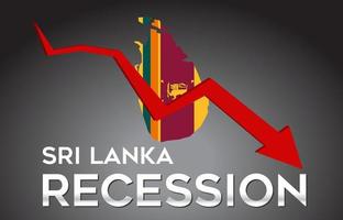 Mapa del concepto creativo de la crisis económica de la recesión de Sri Lanka con la flecha del desplome económico. vector