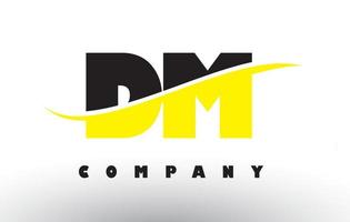 DM D M Black and Yellow Letter Logo with Swoosh. vector