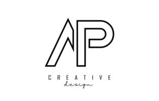 Outline AP letters logo with a minimalist design. Geometric letter logo. vector