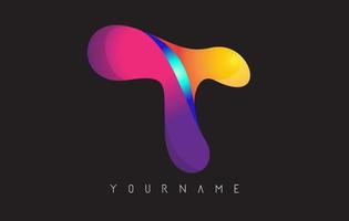 Logotipo de la letra t con diseño de color degradado. plantillas de tarjetas de visita. Ilustración de vector de letra t.