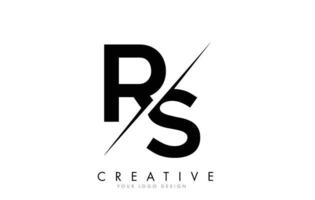 Diseño de logotipo de letra rs rs con un corte creativo. vector