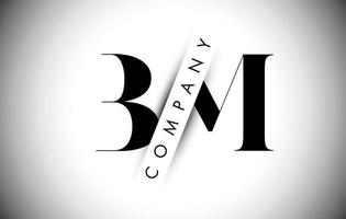 BM B M Letter Logo with Creative Shadow Cut and Overlayered Text Design. vector