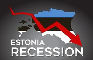 Mapa del concepto creativo de la crisis económica de la recesión de Estonia con la flecha del desplome económico. vector