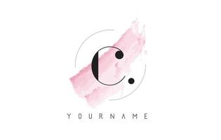 C Letter Logo with Pastel Watercolor Aquarella Brush. vector